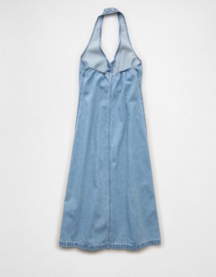 AE Halter Denim Midi Dress