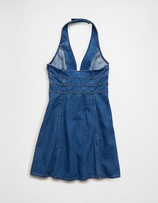 AE Halter Neck Denim Mini Dress