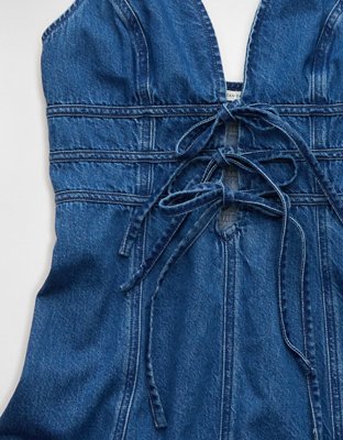 ae denim halter mini dress AE Halter Neck Denim Mini Dress
