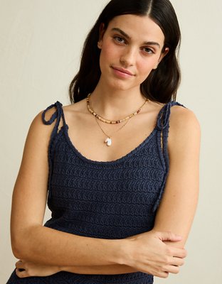 Женский комбинезон American Eagle AE Tie-Strap Sweater Romper, цвет: Тёмно-синий — фото 6
