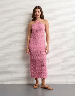 AE Halter Sweater Midi Dress Women's Pink Bath XXS