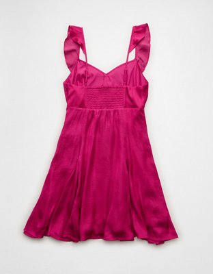 ae ruffle mini dress AE Ruffle Tie-Front Mini Dress Women's Navy XXS