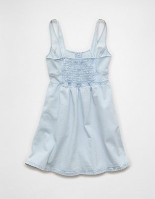 AE Corset Button-Up Denim Mini Dress