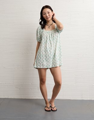 AE Sunchaser Knit Smocked Drop Waist Midi Dress | American Eagle