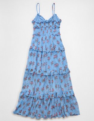 AE Button-Up Ruffle Midi Dress