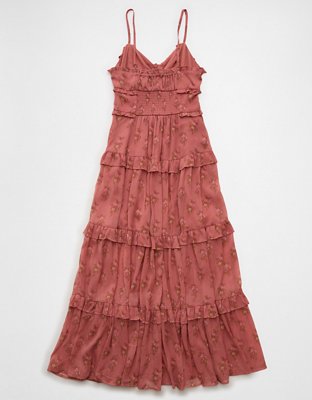 AE Button-Up Ruffle Midi Dress | American Eagle