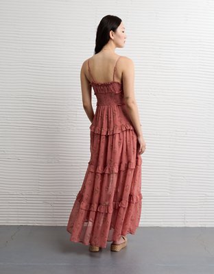 AE Button-Up Ruffle Midi Dress