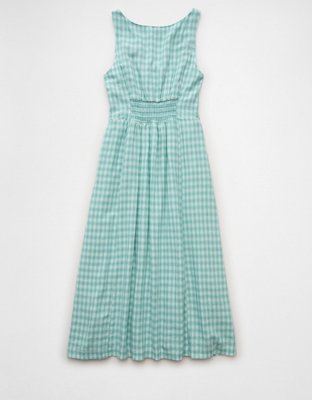 AE Linen-Blend Button-Up Midi Dress