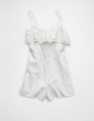 AE Ruffle Lace Trim Romper | American Eagle