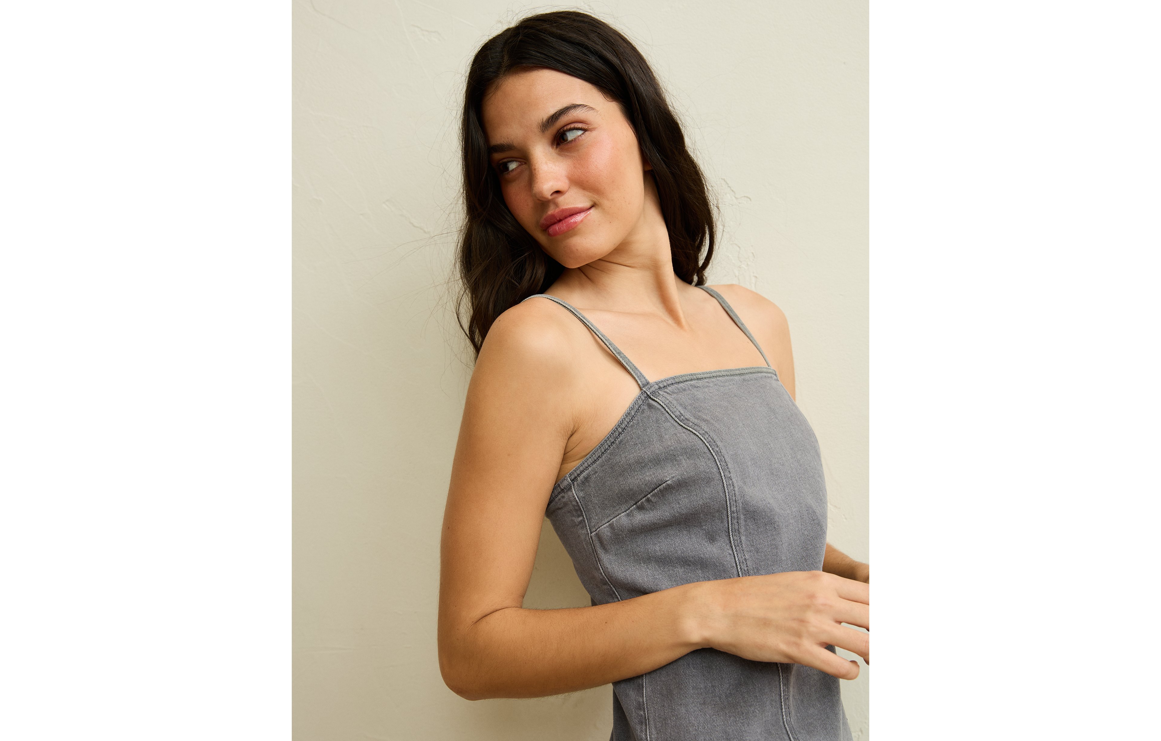 AE Square Neck Denim Mini Dress
