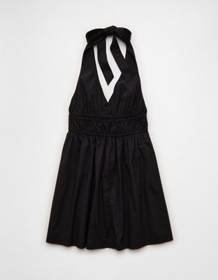 AE V-Neck Tie-Front Halter Mini Dress