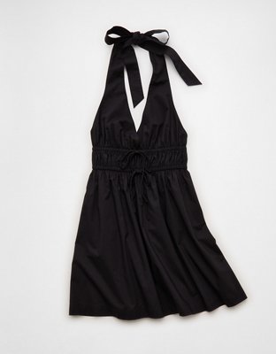 AE V-Neck Tie-Front Halter Mini Dress