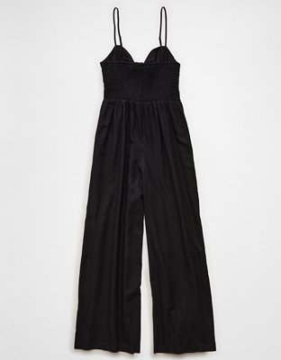 AE Tie-Front Smocked Jumpsuit