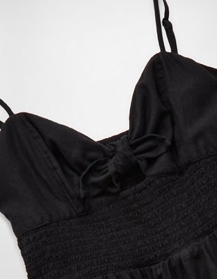 AE Tie-Front Smocked Jumpsuit