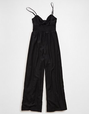 AE Tie-Front Smocked Jumpsuit