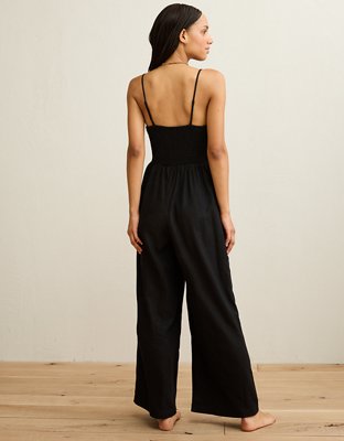AE Tie-Front Smocked Jumpsuit