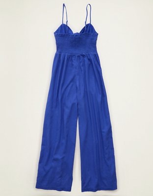 AE Tie-Front Smocked Jumpsuit