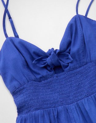 AE Tie-Front Smocked Jumpsuit