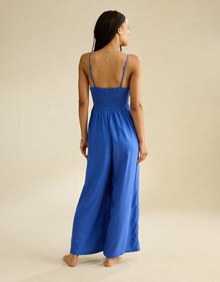 AE Tie-Front Smocked Jumpsuit