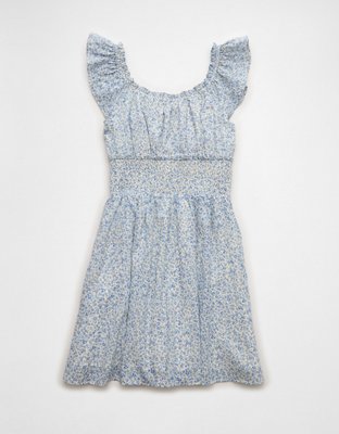 AE Babydoll Short-Sleeve Button-Up Mini Dress