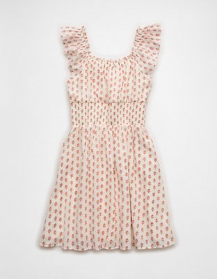 AE Babydoll Short-Sleeve Button-Up Mini Dress