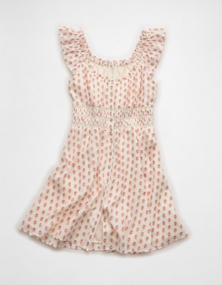 AE Babydoll Short-Sleeve Button-Up Mini Dress