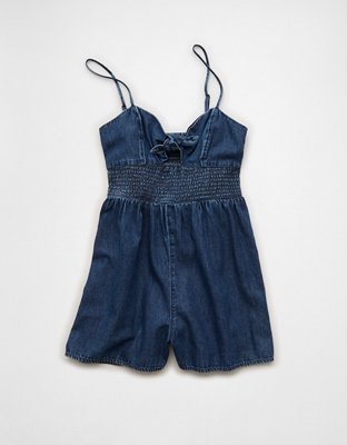 AE Tie-Front Smocked Bodice Romper