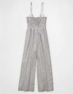 AE Tie-Front Smocked Jumpsuit
