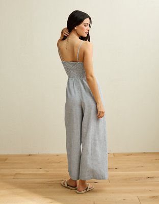 AE Tie-Front Smocked Jumpsuit