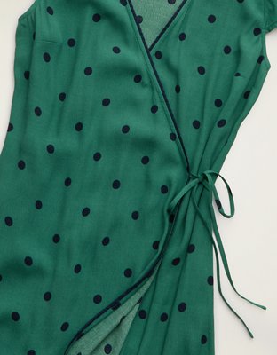 AE V-Neck Lace Trim Wrap Mini Dress