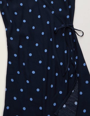 AE V-Neck Lace Trim Wrap Mini Dress