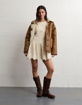 AE Buttoned Lace Mini Dress