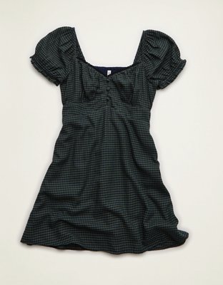 AE Short-Sleeve Plaid Mini Dress