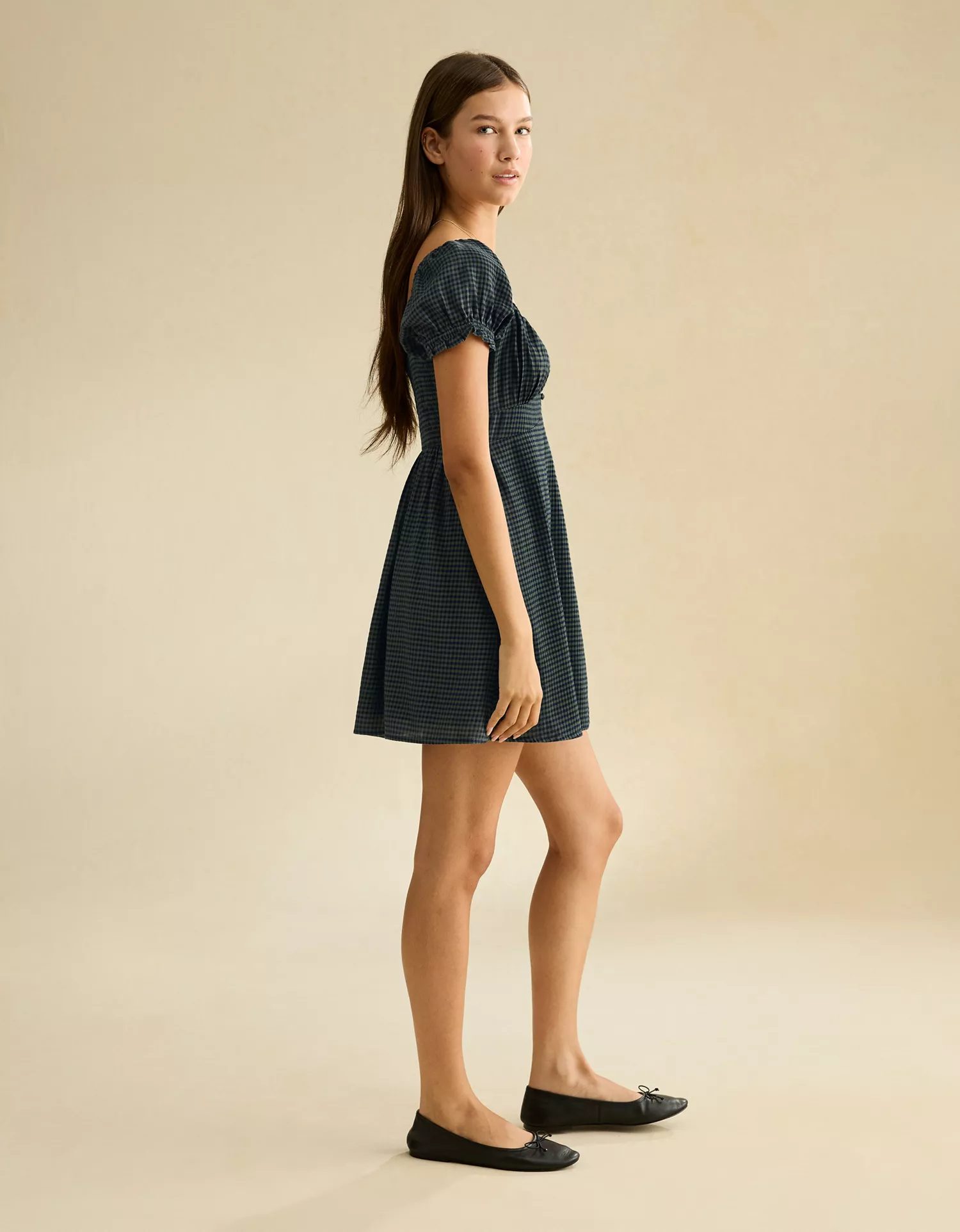 AE Short-Sleeve Plaid Mini Dress - thumbnail 10