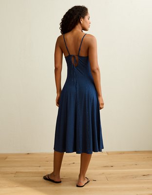 AE Knit Tie-Back Godet Midi Dress