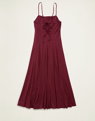 AE Knit Tie-Back Godet Midi Dress
