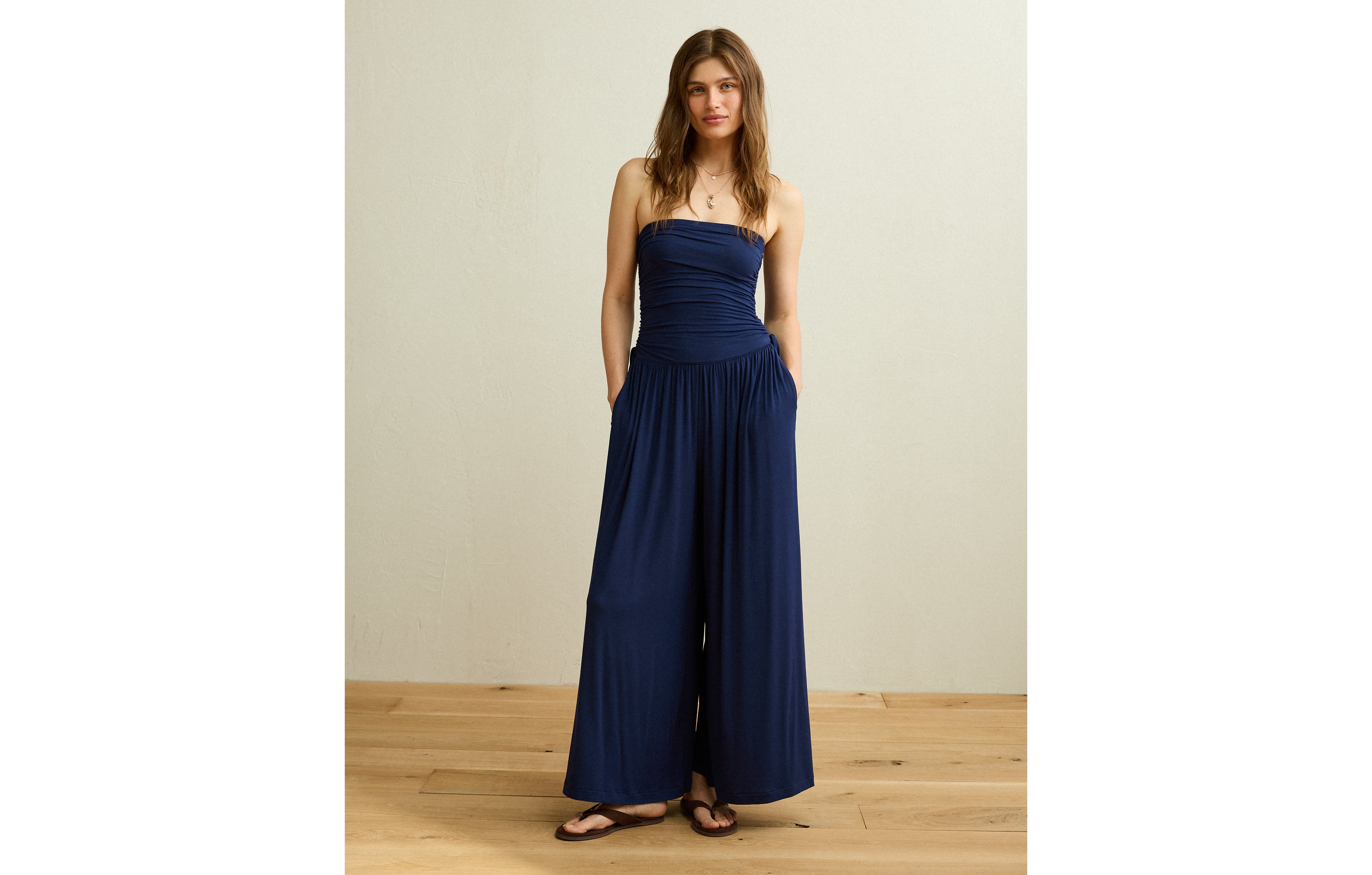 AE Strapless Side-Tie Knit Jumpsuit