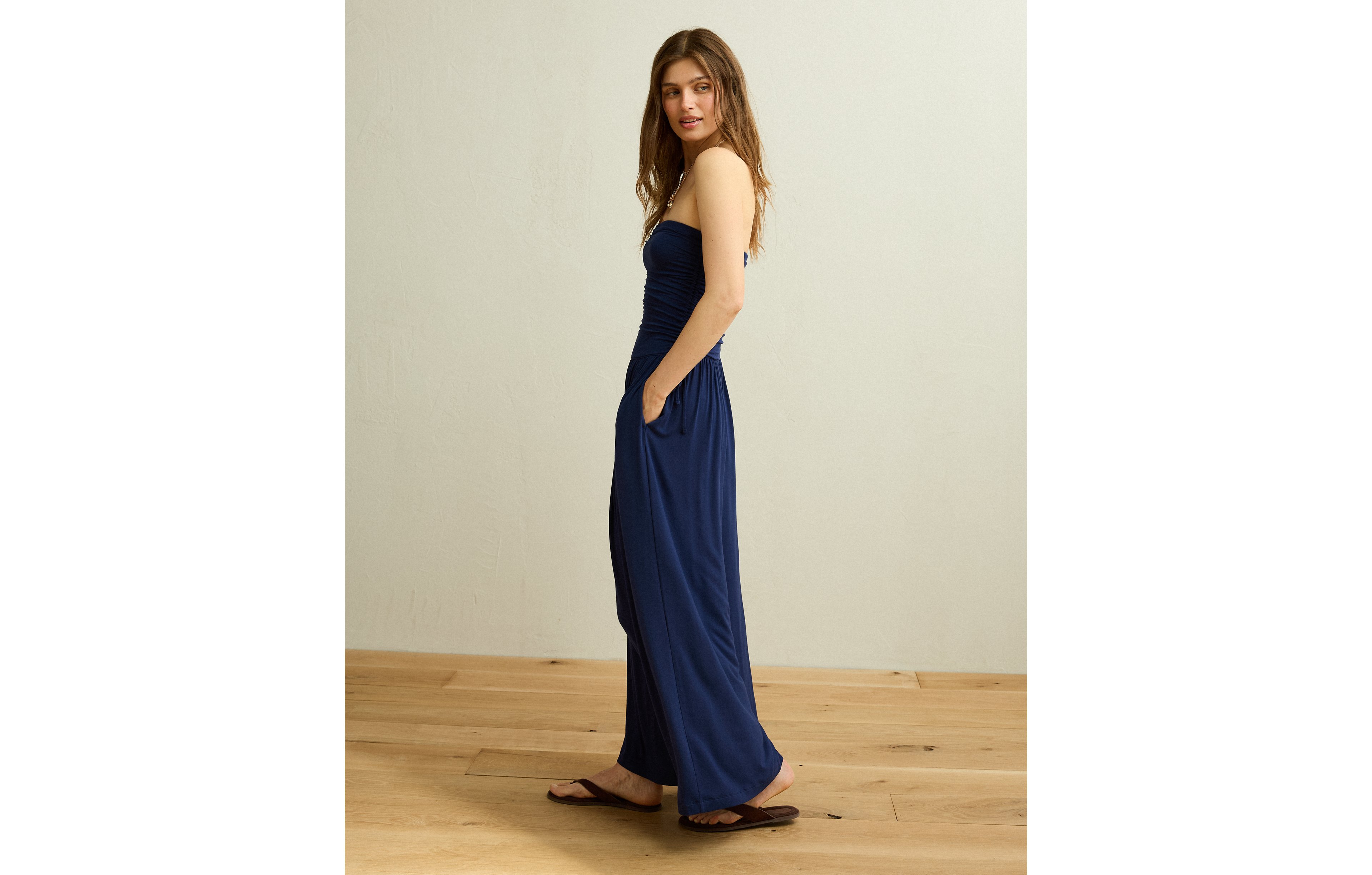 AE Strapless Side-Tie Knit Jumpsuit
