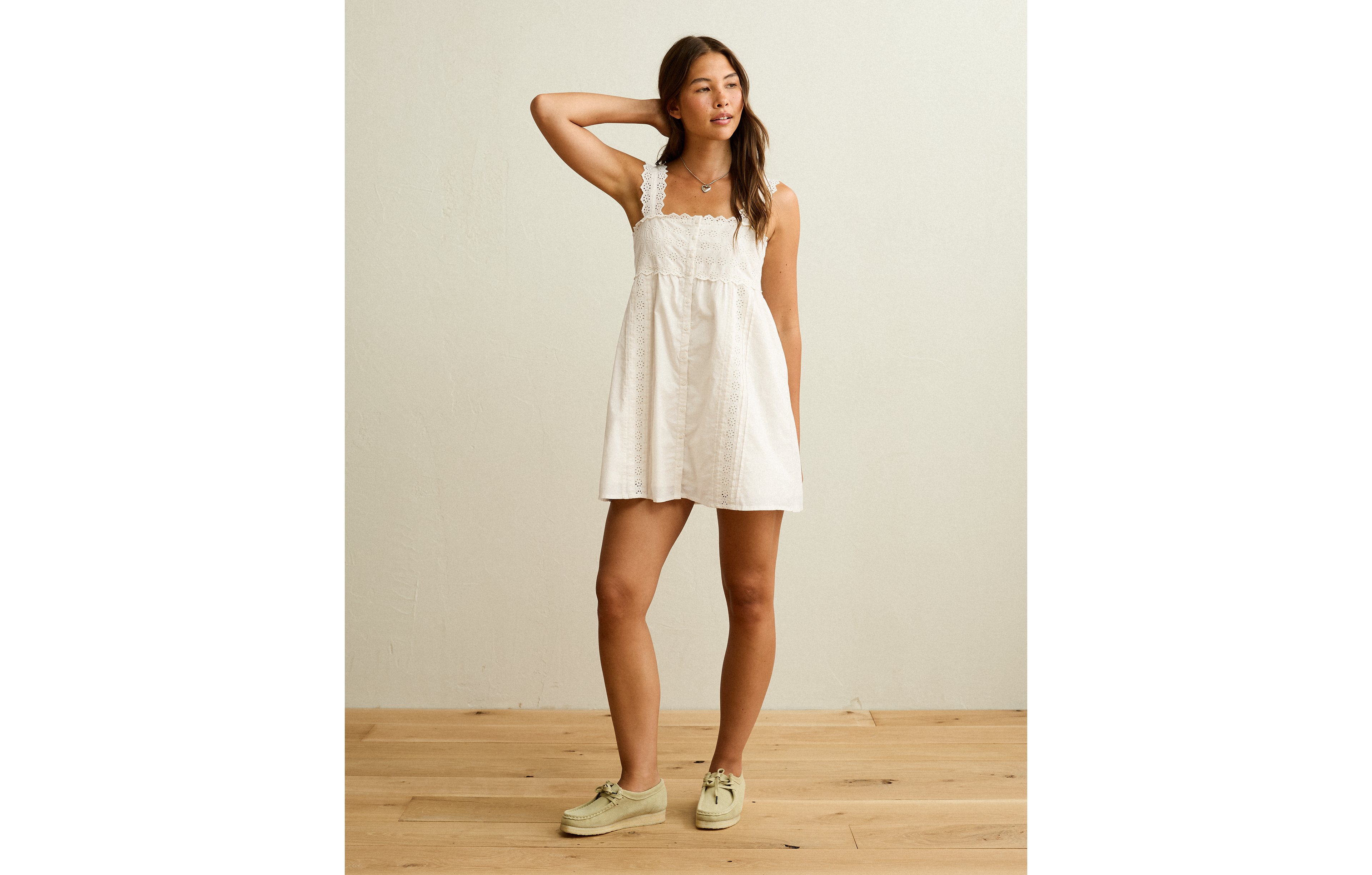 AE Embroidered Babydoll Mini Dress