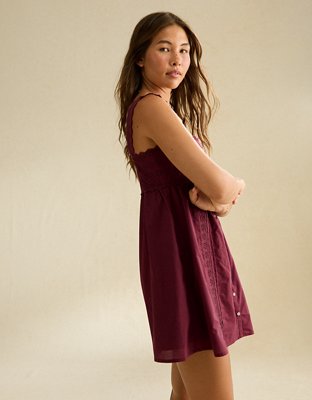 AE Embroidered Babydoll Mini Dress
