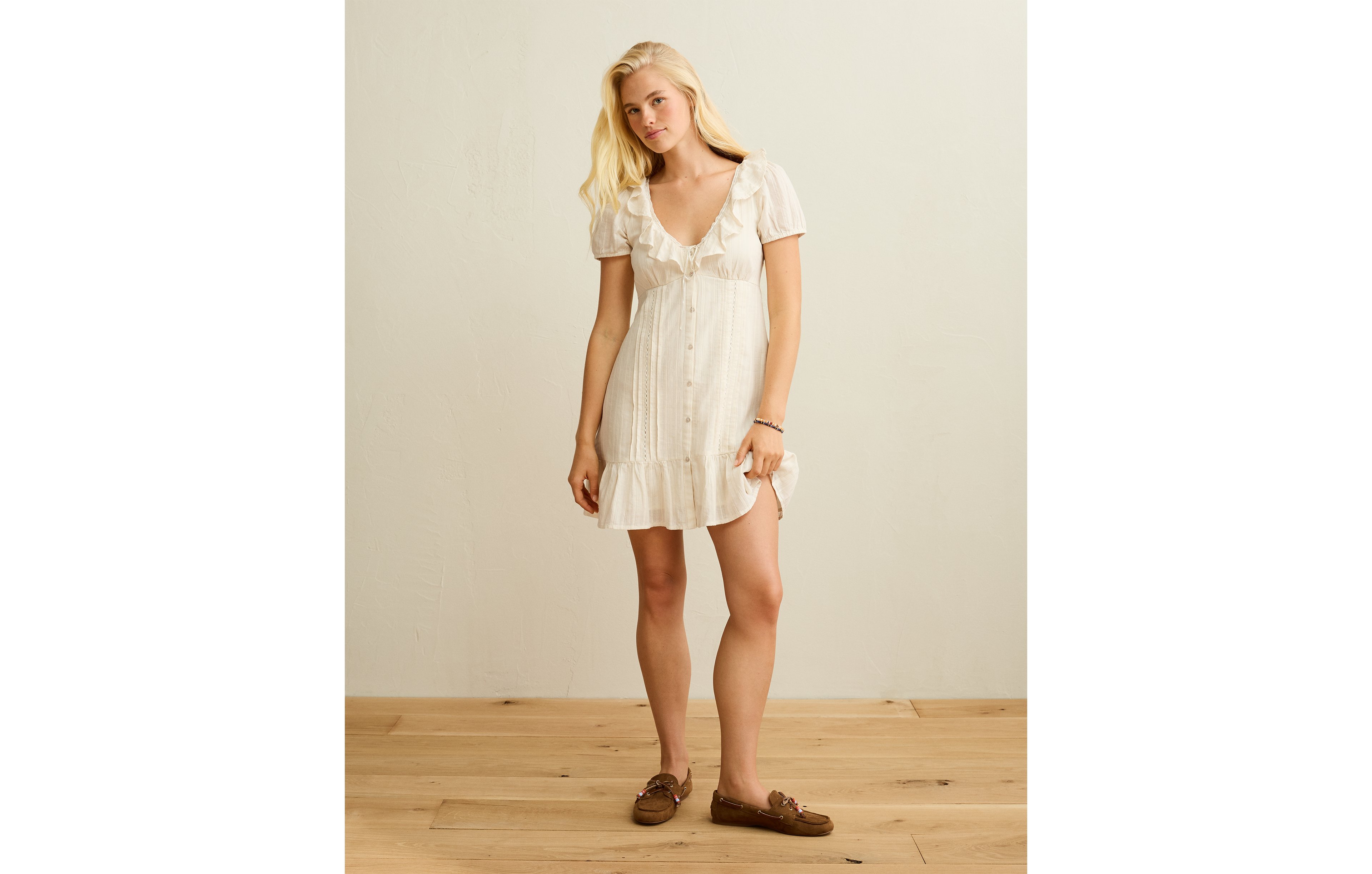 AE V-Neck Ruffle Collar Mini Dress