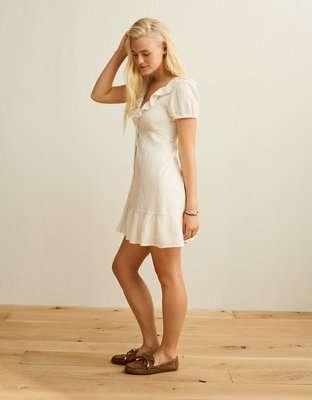AE V-Neck Ruffle Collar Mini Dress | American Eagle
