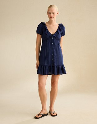 AE V-Neck Ruffle Collar Mini Dress | American Eagle