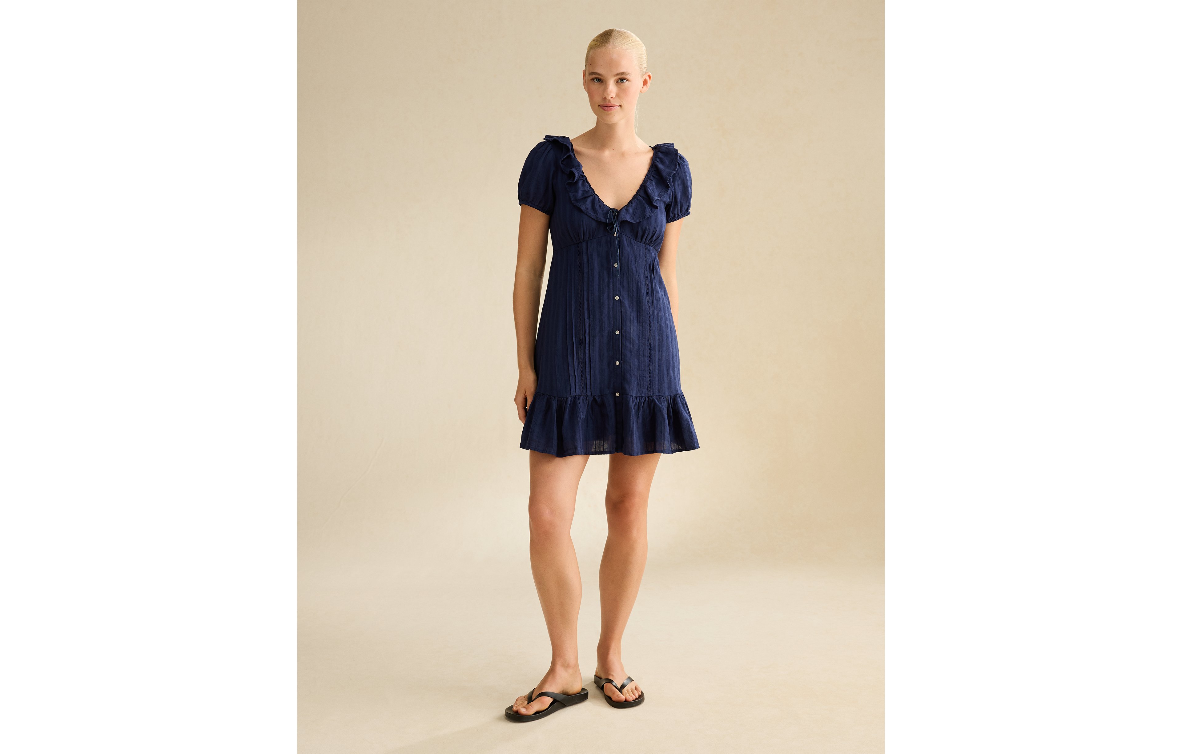 AE V-Neck Ruffle Collar Mini Dress