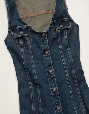 AE Denim Button-Up Midi Dress