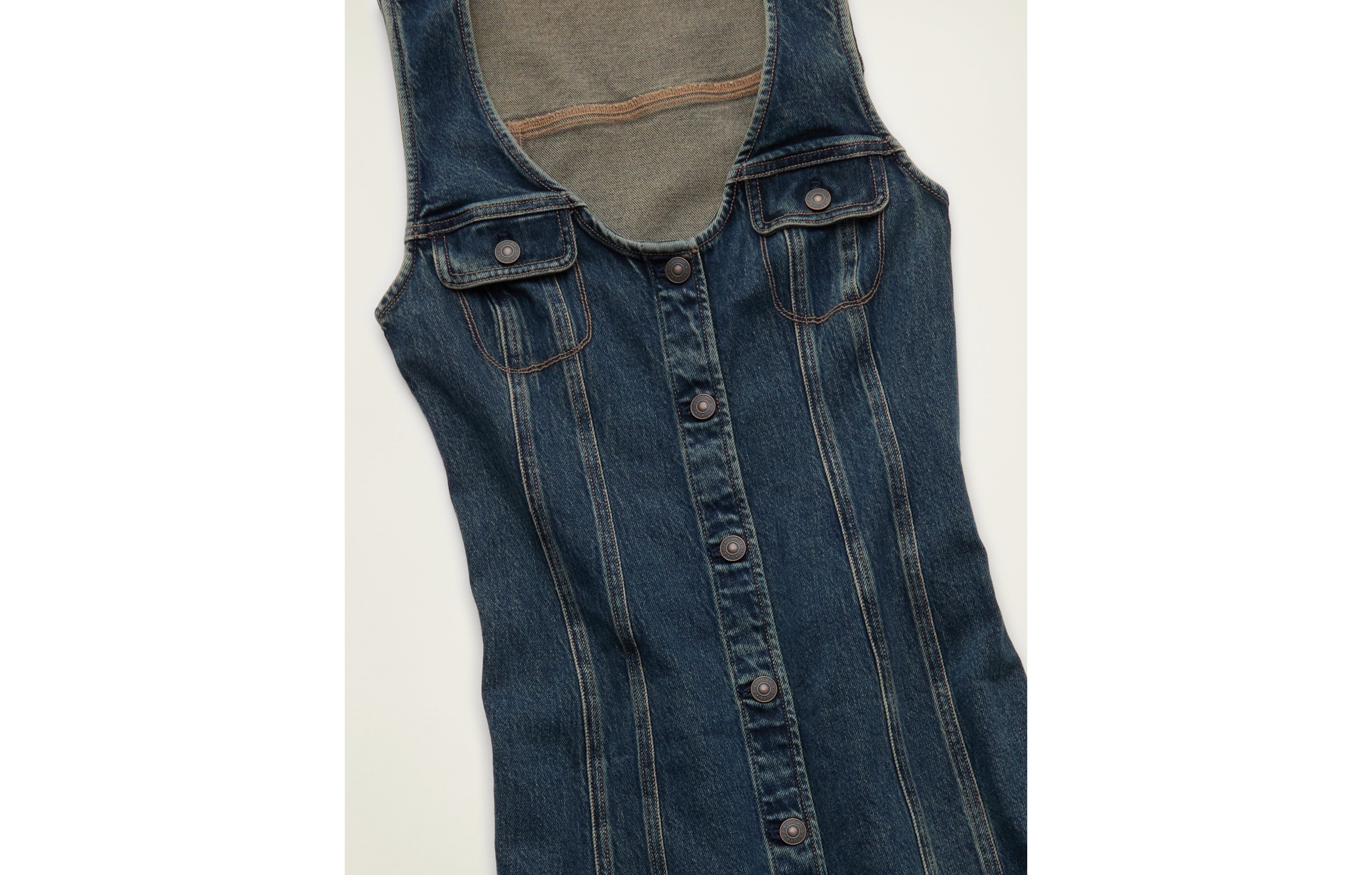 AE Denim Button-Up Midi Dress