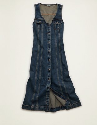 AE Denim Button-Up Midi Dress