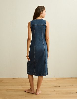 AE Denim Button-Up Midi Dress