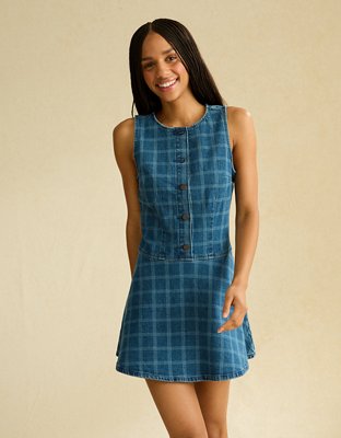 AE Plaid Denim Mini Dress