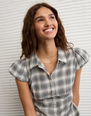 AE Button-Up Mini Shirt Dress